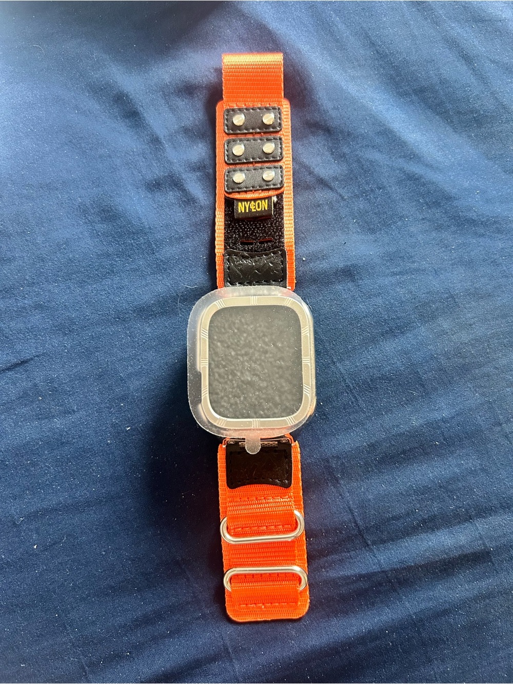 Orange Nylon Smartwatch Strap with Protective Case